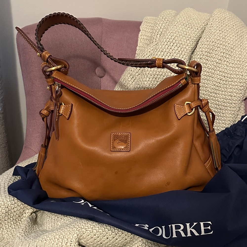 Dooney & Bourke Brown Leather Hobo Satchel Bag discontinued